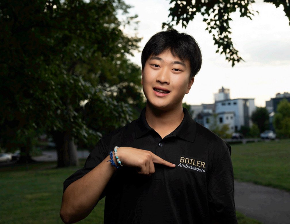 Daniel representing Purdue on campus